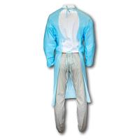 Maytex® (MX-6050) AAMI Level 2 Fluid Impervious Isolation Gowns - Blue, Elastic Cuff, PE-Coated, Open Back Style, Universal Size