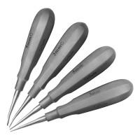 Luxating Elevator Set of 4 having Standard Handle 6" with 2 Straight Tips and 2 Curved Tips