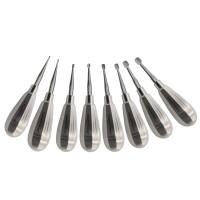 Winged Dental Elevator Serrated Set of 8 with Straight Tip having Short Handle