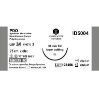 PDO(Polydioxanone compares to PDS): 2-0, 36mm, 1/2 Taper Cutting, 75cm, 12 Count