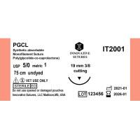 PGCL-Compares to Monocryl (Poliglecaprone 25): 5-0, 19mm, 3/8 Cutting, 75cm, 12 Count, undyed