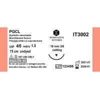 PGCL-Compares to Monocryl (Poliglecaprone 25): 4-0, 19mm, 3/8 Cutting, 75cm, 12 Count, undyed