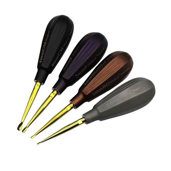 Luxating Winged WingLux Removable Titanium Tip - Color Coated Set of 4, 1.5mm, 2mm, 3mm, 4mm